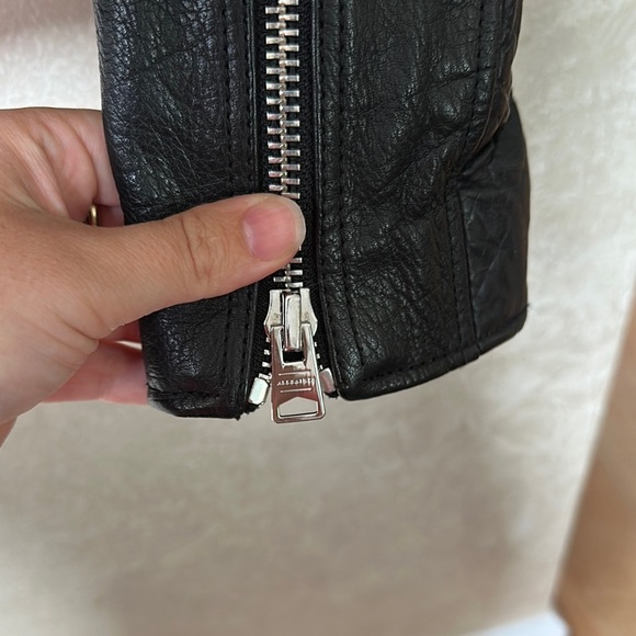 Allsaints Hadi Biker leather jacket sz 4 | black moto jacket EUC - Picture 7 of 16